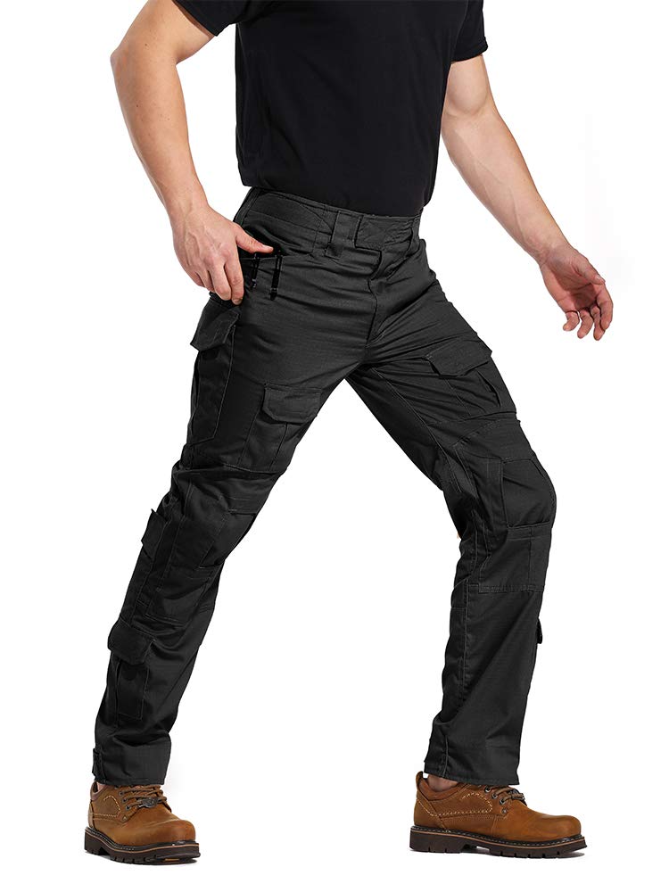 AKARMY Men's Hiking Pants Casual Camouflage Multi-Pocket Cargo Work Pants G3WF Black - Image 5